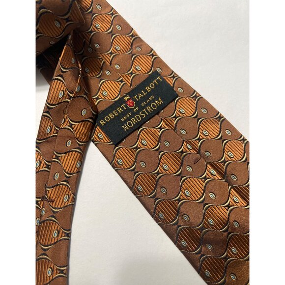 Robert Talbott Nordstrom Hand Sewn Silk Tie Brown Geometric Pattern - Picture 5 of 6